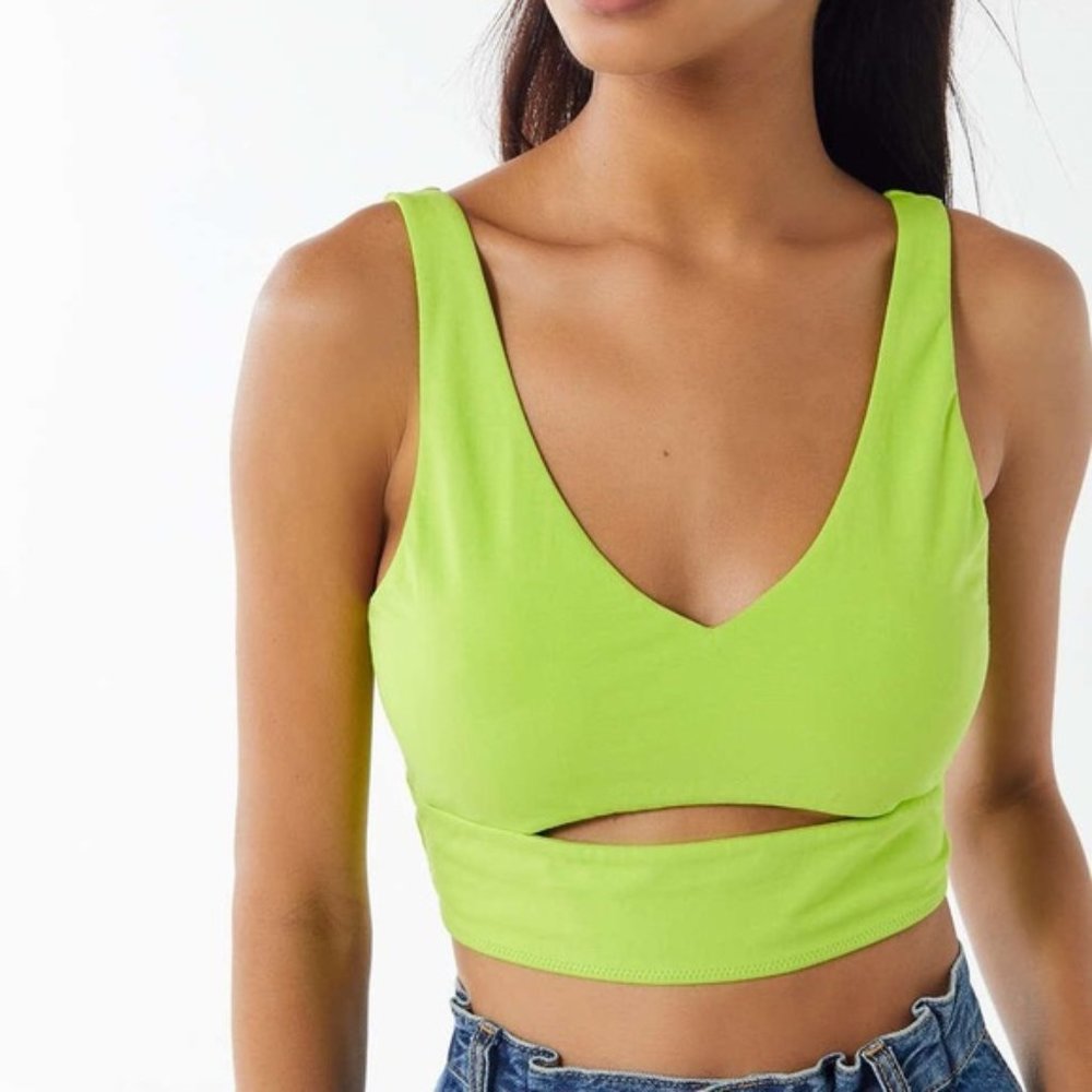UO Neon Green Carly Cutout Cropped Tank